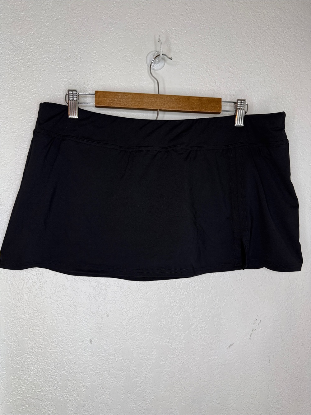Lands’ End Black Swim Micro Mini Skirt Built-In Brief Size 16 Poolside Beach